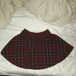 Maroon Plaid Skirt